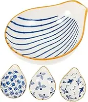 CIYODO Ceramic Spoon Rest Set Heat Resistant Spoon Holder Chopstick Fork Sauce Container Utensil Rest for Dining Table
