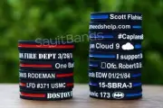 Custom Debossed Color Filled Thin Blue Line Wristbands Lot, or Red, Green, White