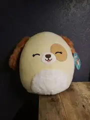 Squishmallow Harris the Dog Yellow Brown Fuzzy Belly 11" Plush Kellytoy NEW