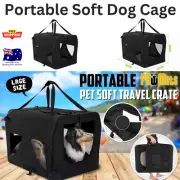 Portable Soft Dog Cage Crate Carrier Large Transportation Trips Bed Handle Black