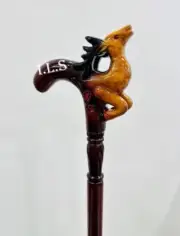 Swamp Deer Handle Wooden Walking Stick Cane 36" Long For Adult, Christmas Gift