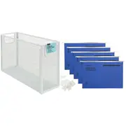 J.Burrows Suspension File Holder w/ 10 Foolscap Files Blu/Wht
