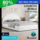ALFORDSON Bed Frame Double Size Gas Lift Base With Storage White Leather HOWELL