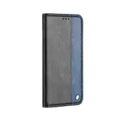 Business Solid Color Stitching Horizontal Flip Leather Case for Redmi Note 7 Pro, with Holder & Card Slots & Wallet & Lanyard (Blue)