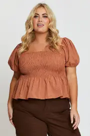 Stripe Peplum Top Short Sleeve