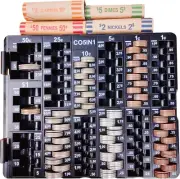Coin Sort Tray Coin Counter with Lid for All Coins, Dispenser for Counting, Accu