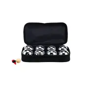 Silver metal Pétanque bocce balls set with a set of rules (Jenjo Games)
