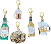 [AMOBESTER] 5-Pack Beer Clip on Charms Beer Cup Charms with Lobster Clasp for Husband Father's Day Jewerly, Zinc, No Gemstone