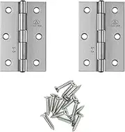 Adiyer 2pcs 304 Stainless Steel 3-inch Folding Butt Hinges Home Furniture Hardware Door Hinges for Door Case Lid Wooden Box Chest (75mm x 50mm x 1.5mm)