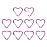 10pcs Heart Shape Snap Hook Aluminum Alloy Heart-Shaped Keychain Clip Purple