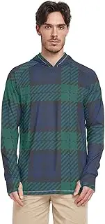 [Caihoyu] Men's Hooded Long Sleeve Hooded Shirt UPF 50+ Quick Dry Rash Guard Shirts for Men Sunproof