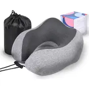 Nevenka U-Shaped Neck Pillow with Storage Bag Memory Foam for Airplane-Light Grey