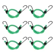 6Pcs Bungee Cord with Hooks 16" Rubber Bungee Cords for Outdoor, Green