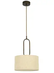 Florence 1 Light Pendant in Bronze with Natural Linen