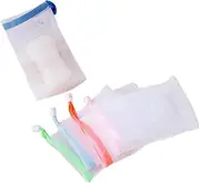 Ipetboom 5pcs Exfoliating Net Handmade Soap Body Facial Cleanser Soap Saver Pouch Random Color