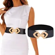 Women's Elastic Belt Gold Wide Belt for Dresses Fashion Vintage Stretchy Wais...