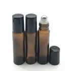 3pcs 10ml 10cc Amber Glass Roller Bottle Empty Perfume / Essential Oil Container