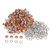 200set Grommets Kit Metal Eyelets 4mm 0.16" Grommet Tool for Shoes Bag, Orange