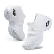 Nevenka Womens Walking Shoes Arch Support Comfort Mesh Non Slip Sneakers-White