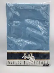 VTG NOS Woodward & Lothrop Blue Damask Tablecloth Oval Shape 60" × 104" USA