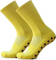 [Generic] 1 Pair Anti Slip Soccer Socks Team Sports Socks Fitn Breathable Quick Dry Socks - Athletic Socks Anti-s Socks for Football Basketball Hockey Sports Yellow 1 Pair