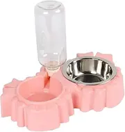 COMPUKAS Double Dog Cat Bowls Automatic Water and Food Feeder with Detachable Stainless Steel Bowls Design Non Slip Base for Kittens Puppies and Rabbits