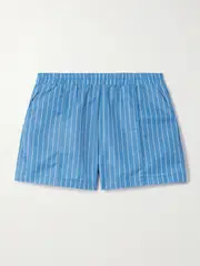 [STAUD] STAUD - Taurus Paneled Striped Shell Shorts - Blue - large large Blue