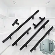 T Bar 10 MM Hole Center Kitchen Cabinet Pulls, Modern Matte Black Stainless Steel Cabinet Handl 500 MM Overall Length Kitchen Hardware for Cupboard Drawer and Kitchen Drawer