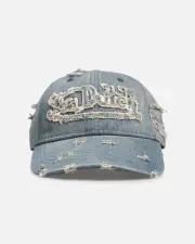 [VON DUTCH] Von Dutch Washed Denim Strapback Hat Light Blue Acidwash - Size ONE ONE Light Blue Acid