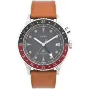 Timex Waterbury Traditional GMT 39mm Black Tan Watch - Brand New