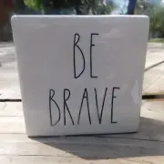 NEW~RAE DUNN~ARTISAN COLLECTION~"BE BRAVE"/"WORK HARD"~2 SIDED~INSPIRATION BLOCK