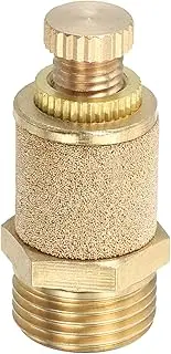 uxcell 3/8" PT Brass Pneumatic Muffler, 4 Pcs Adjustable Sintered Exhaust Air Compressor Muffler Filters Solenoid Valve Fitting for Valves Cylinders Oil Tanks Air Tools, Golden