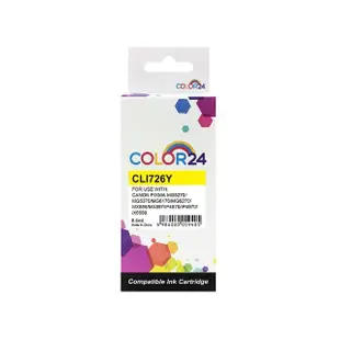 【Color24】for CANON CLI-726Y/CLI726Y 黃色相容墨水匣(適用 PIXMA MG5270/MG5370/MG6170/MG6270)