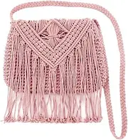 [Meyaus] Women Small Cotton Crochet Cross-body Bag Bohemian Shoulder Bag Purse