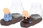 SUPVOX 2Pcs Resin Monk Decorative Glass Vase Small Hydroponic Planters for Home Decor for Floral Arrangements and Table Centerpieces Unique Plant Holder with Artful Design