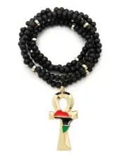 NEW EGYPTIAN ANKH AFRICA CONTINENT PIECE WITH WOODEN NECKLACE*