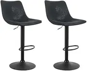 [Artiss] Bar Stools Stool Set of 2 Adjustable Kitchen Swivel Counter Barstools Dining Chair Chairs Gas Lift Vintage Leather in 60-81cm Seat Height Floor for Home Dining Room Cafe Outdoor Indoor