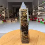 455g WOW! Natural Rare Pietrsite Crystal Obelisk Quartz Tower Point Healing Y687