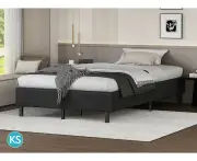 ALFORDSON Bed Frame Mattress Base Foundation Fabric Charcoal - King Single