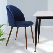 1 Set of 2 Levede Velvet Dining Chairs - Navy