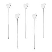 Metal Cocktail Toothpicks Heart Shape Drink Picks Cocktail Skewer 10Pcs (Silver)