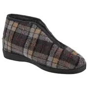 Sleepers Mens Jed II Thermal Zip Check Bootee Slippers Grey 9 UK