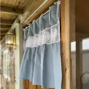 Blue Half Curtain Kitchen Bathroom Window Door Short Curtain Panel Drape Decor