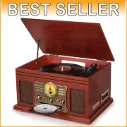 Bluetooth Record Player 10 in 1, 3-Speed Turntable for Vinyl with Speakers, L...
