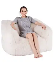 VEVOR Bean Bag Chair BeanBag Sofa Chair with Armrests for Adults Plush Beige