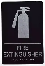 FIRE Extinguisher Sign Black Sign (Aluminum, Black/Silver, Size 6x9) -REF24-1027