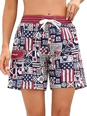 [Nonwe] Women's Swim Trunks Quick Dry Solid Summer Beach Shorts Mesh Lining