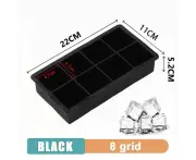 8 Grid Ice Cube Tray Mold Large Food Grade Silicone DIY Ice Maker-Black