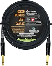 20 Foot - Gotham GAC-1 Ultra Pro - Premium Low-Cap (21 pf/F) Guitar Bass Instrument Cable - w/Neutrik Gold Straight to Straight ¼ inch (6.35mm) TS Connectors - Custom Made by WORLDS BEST CABLES
