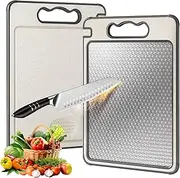 TTFP Stainless Steel Wheat Straw Cutting Board, Double Sided Chopping Board